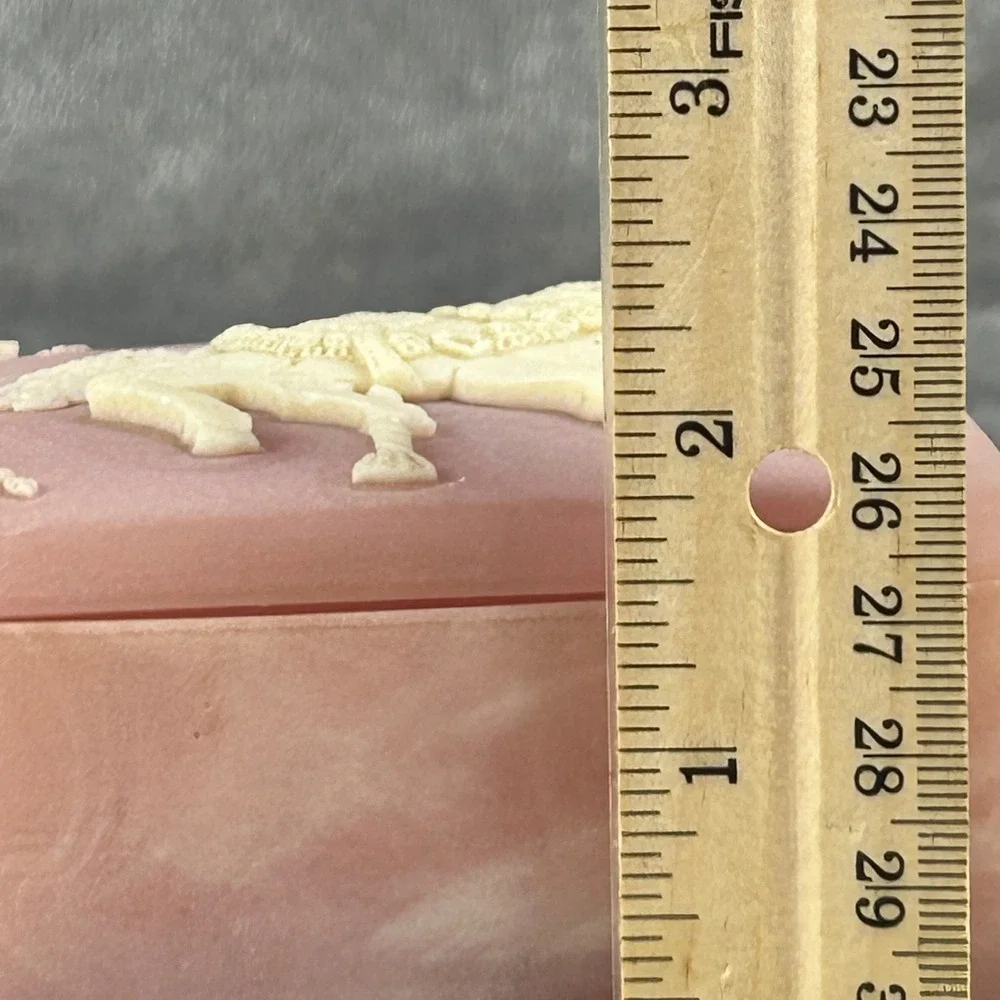 Vintage Design Gifts USA Pink Alabaster Carousel Horse Trinket Jewelry Box